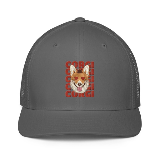 [ID: 596-G421] Corgi Loves - Cute Dog Closed-Back Trucker Cap