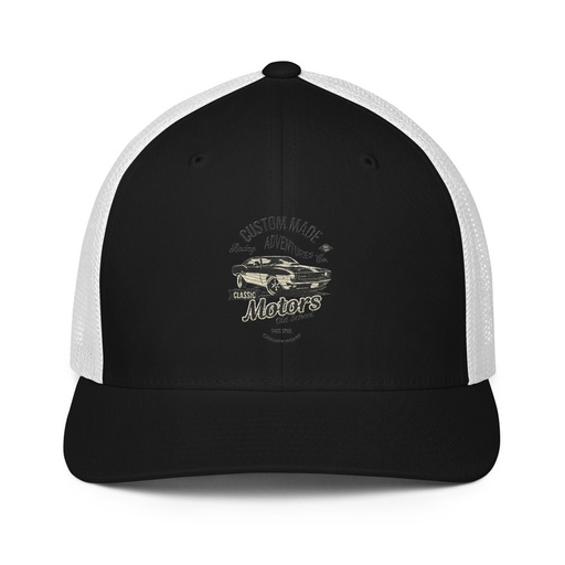 [ID: 596-G444] Custom Made Adventures Motors Old School Closed-Back Trucker Cap