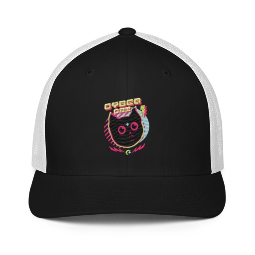 [ID: 596-G456] Cyber Cat - Neon Color Closed-Back Trucker Cap