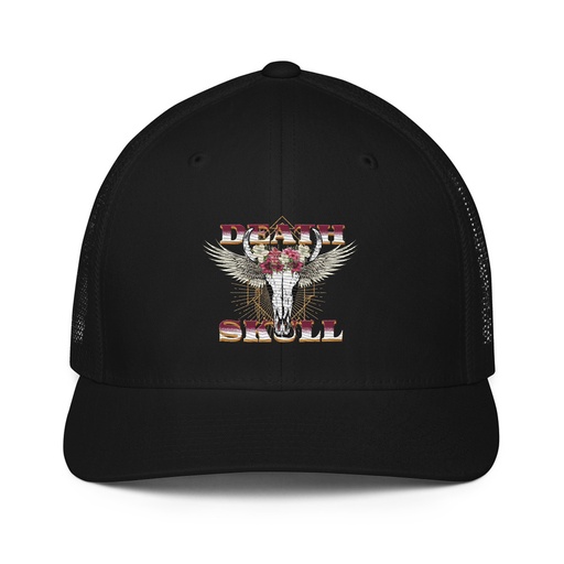 [ID: 596-G474] Deah Skull Closed-Back Trucker Cap
