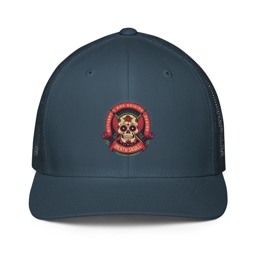 [ID: 596-G481] Death Skull - Badge  Closed-Back Trucker Cap