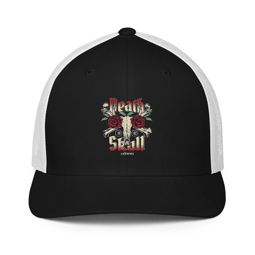 [ID: 596-G482] Death Skull - Flower Closed-Back Trucker Cap