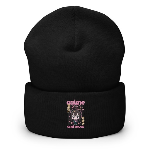[ID: 266-G86] Anime and Music Cuffed Beanie