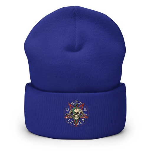 [ID: 266-G181] Belzebeast Pentagram - Halloween Skull with Snake Cuffed Beanie