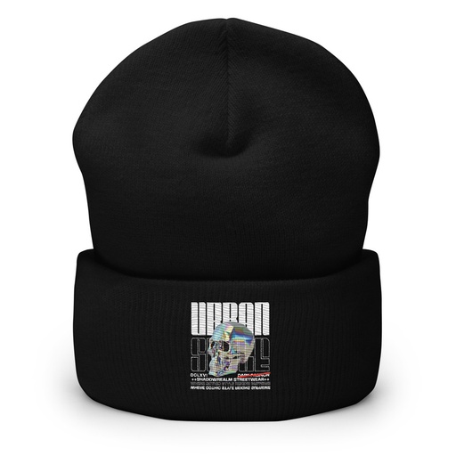 [ID: 266-G213] Black 3D Skull Cuffed Beanie