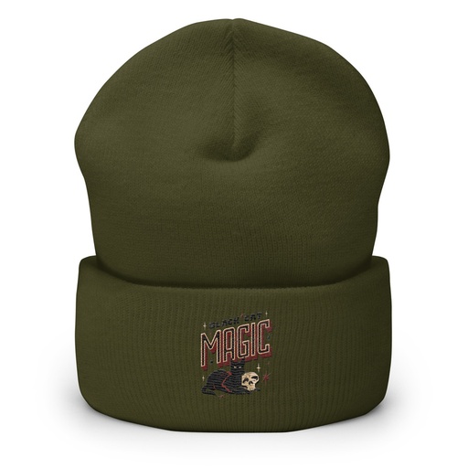 [ID: 266-G214] Black Cat Magic Cuffed Beanie