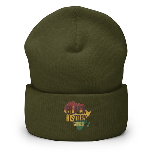 [ID: 266-G217] Black History - Heritage Map Cuffed Beanie