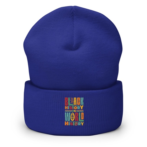 [ID: 266-G218] Black History Is World History - Colorful Typography Cuffed Beanie
