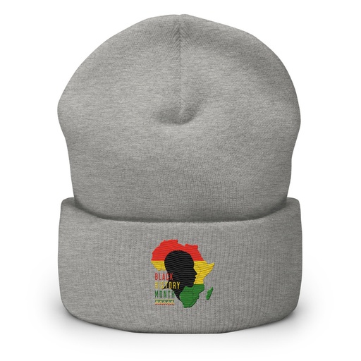 [ID: 266-G221] Black History Month - African Continent Cuffed Beanie
