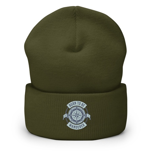 [ID: 266-G261] Born to be Wanderer - Compass Cuffed Beanie