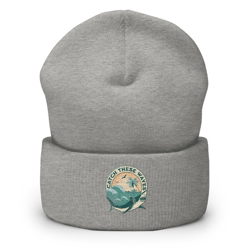 [ID: 266-G345] Catch These Waves Shark  Cuffed Beanie
