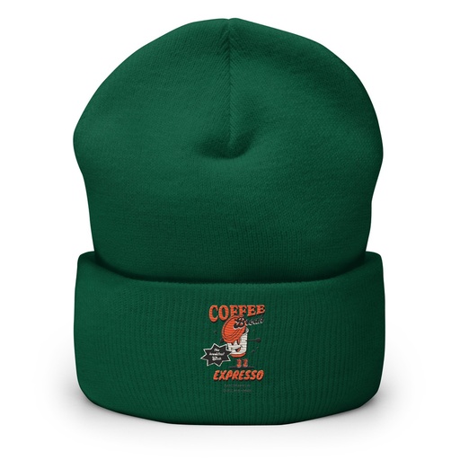 [ID: 266-G394] Coffee Break Cartoon Retro 90s  Cuffed Beanie