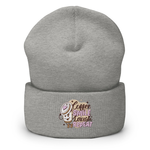 [ID: 266-G402] Coffee is Happiness - Retro Cartoon Mascot Cuffed Beanie