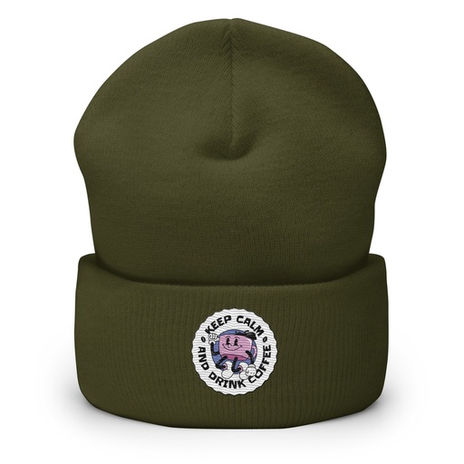 [ID: 266-G409] Colorful Fun Retro Style Coffee Quote Cuffed Beanie