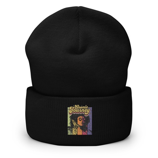 [ID: 266-G422] Cosmic Journey Rainbow Retro Cuffed Beanie