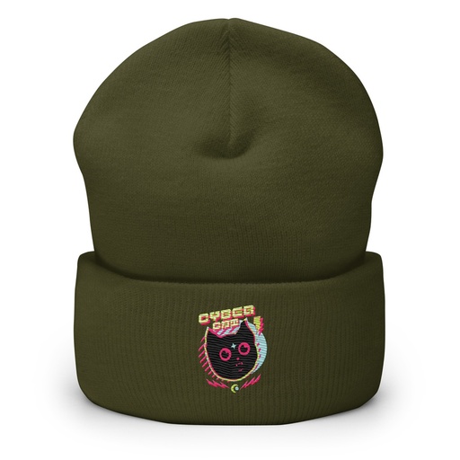 [ID: 266-G456] Cyber Cat - Neon Color Cuffed Beanie