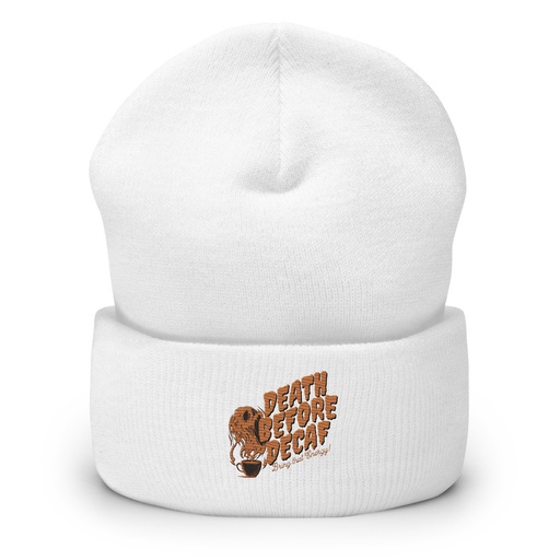 [ID: 266-G475] Death Before Decaf - Coffee Cuffed Beanie