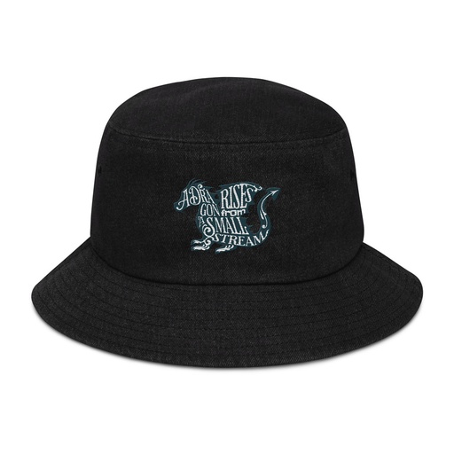 [ID: 501-G16] A Dragon Rises - Typographic Lettering Denim Bucket Hat