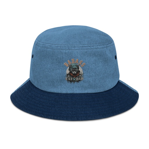[ID: 501-G129] BADASS CAT DAT Denim Bucket Hat