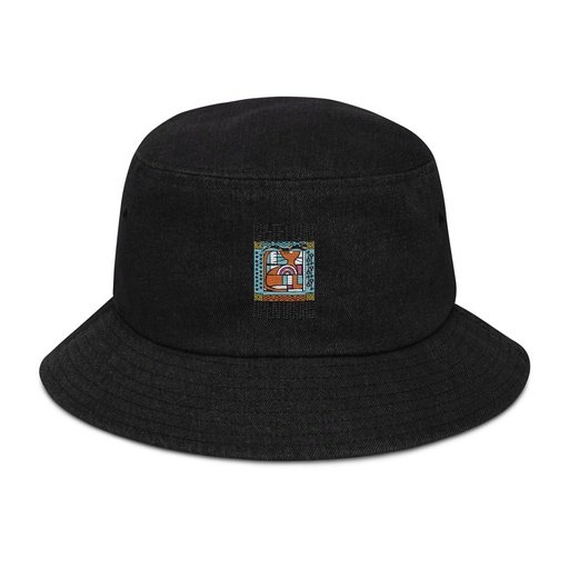 [ID: 501-G150] Bastet can Open Doors Denim Bucket Hat