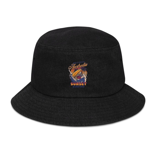 [ID: 501-G180] Bells Beach Australia Sunset Surfing Denim Bucket Hat