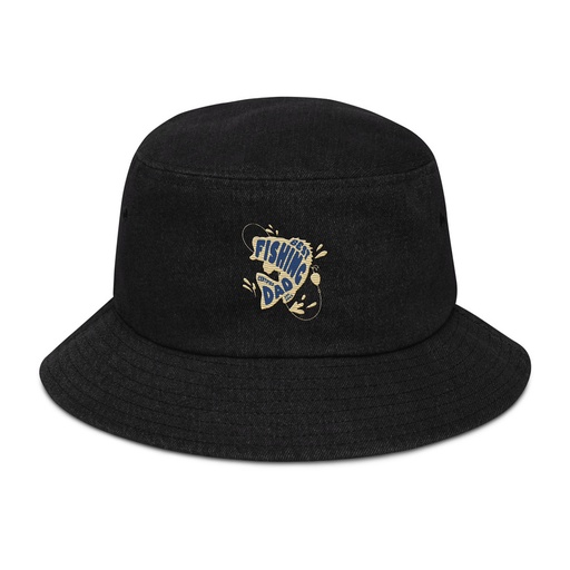 [ID: 501-G187] Best Fishing Dad - Typography Denim Bucket Hat