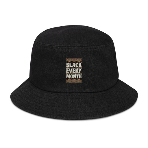 [ID: 501-G216] Black Every Month - African American History Denim Bucket Hat