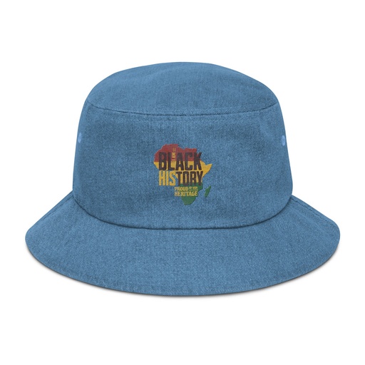 [ID: 501-G217] Black History - Heritage Map Denim Bucket Hat