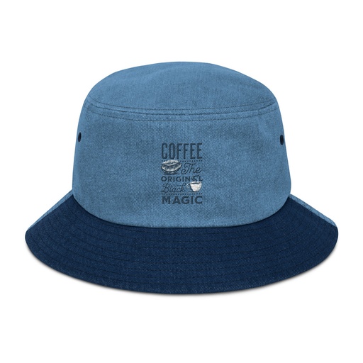 [ID: 501-G227] Black Magic Coffee - Simple Cup Denim Bucket Hat