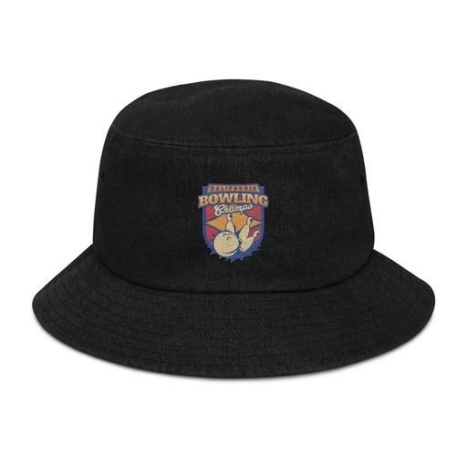[ID: 501-G275] Bowling Championship - Retro Athlectic Sports Denim Bucket Hat