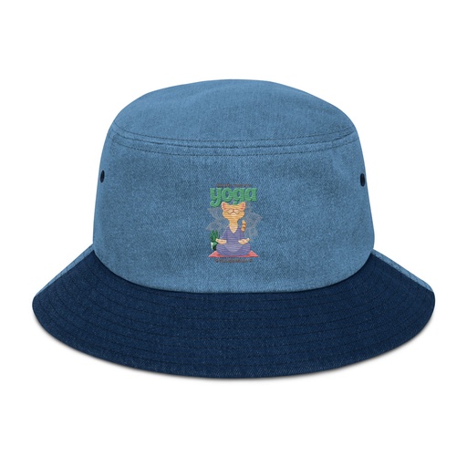 [ID: 501-G339] Cat Yoga - Cute Meditation Denim Bucket Hat