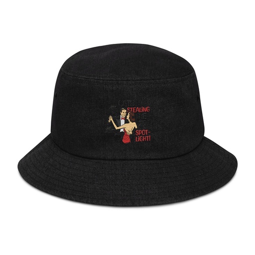 [ID: 501-G348] Cats Stealing the Spotlight Denim Bucket Hat