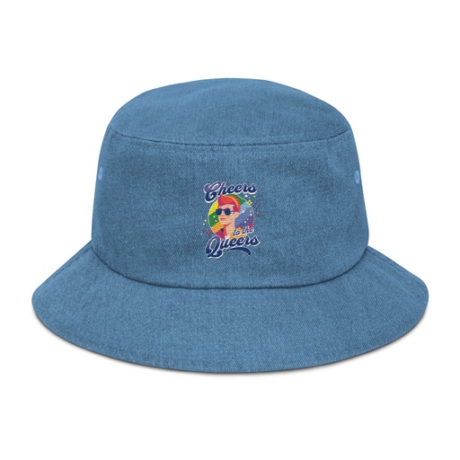 [ID: 501-G362] Cheers to the Queers Denim Bucket Hat