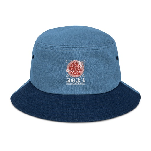 [ID: 501-G368] Chinese Lunar Year - Rabbit Denim Bucket Hat