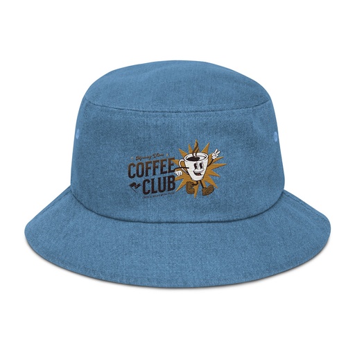 [ID: 501-G396] Coffee Club Denim Bucket Hat