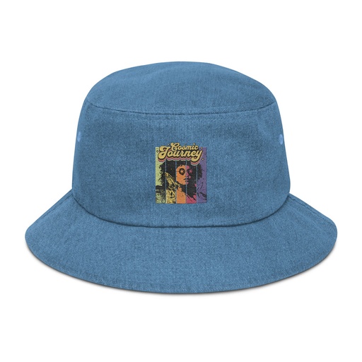 [ID: 501-G422] Cosmic Journey Rainbow Retro Denim Bucket Hat