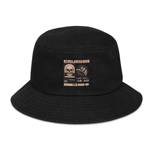 [ID: 501-G438] Crimson Denim Bucket Hat