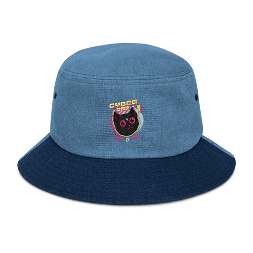 [ID: 501-G456] Cyber Cat - Neon Color Denim Bucket Hat