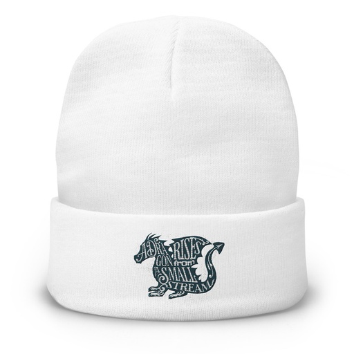 [ID: 81-G16] A Dragon Rises - Typographic Lettering Knit Beanie
