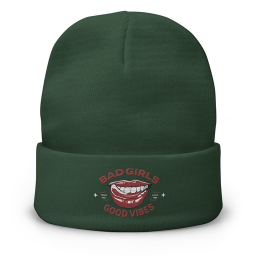 [ID: 81-G126] Bad Girls Good Vibes - Sexy Lips Knit Beanie