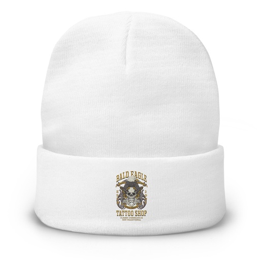 [ID: 81-G133] Bald Eagle Tattoo Shop - Skeleton Knit Beanie