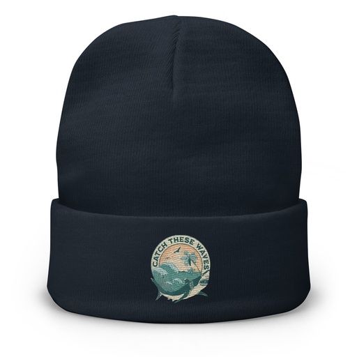 [ID: 81-G345] Catch These Waves Shark  Knit Beanie