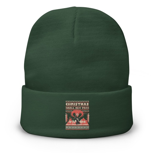 [ID: 81-G375] Christmas Shall Not Pass - Flaming Wizard Knit Beanie