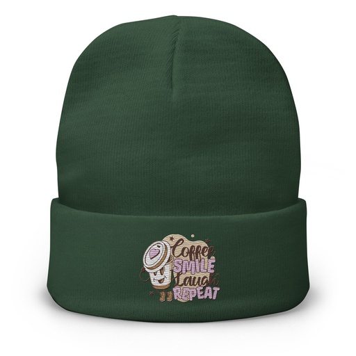 [ID: 81-G402] Coffee is Happiness - Retro Cartoon Mascot Knit Beanie