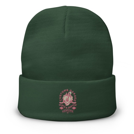 [ID: 81-G447] Customs Garage - Flaming Skull Knit Beanie