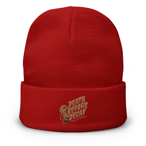 [ID: 81-G475] Death Before Decaf - Coffee Knit Beanie