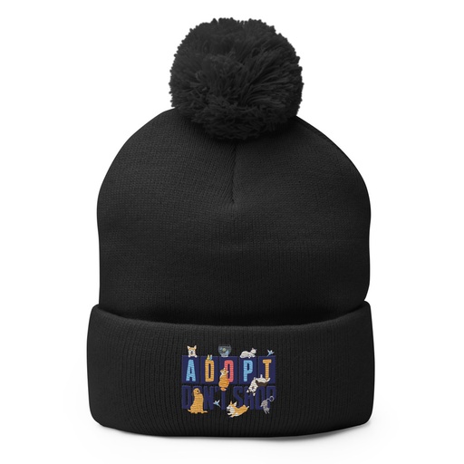 [ID: 93-G23] Adopt a Pet - Cute Animal Pom-Pom Knit Cap
