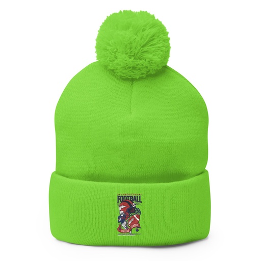 [ID: 93-G68] American Football - Athletic College League Pom-Pom Knit Cap