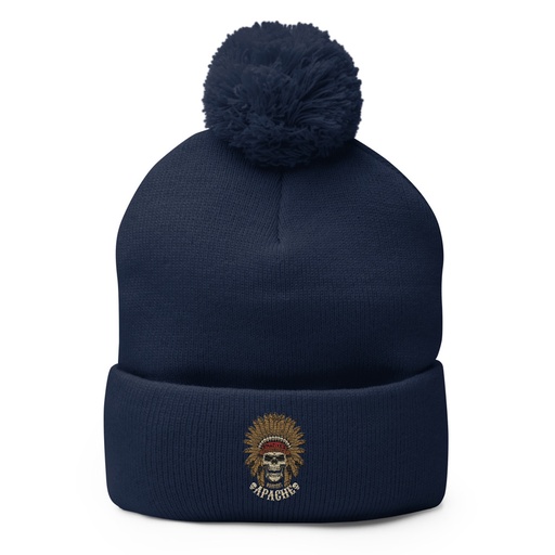 [ID: 93-G94] Apache Warriors - Indian Skull Pom-Pom Knit Cap