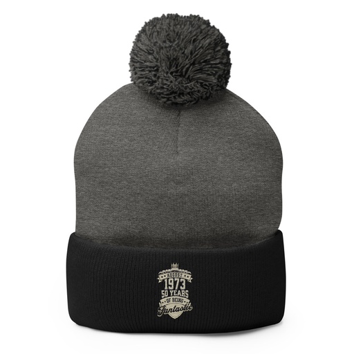 [ID: 93-G114] August 1973 - 50 Years Of Being Fantastic Pom-Pom Knit Cap